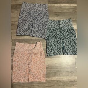 3 pack of leopard print biker/workout shorts